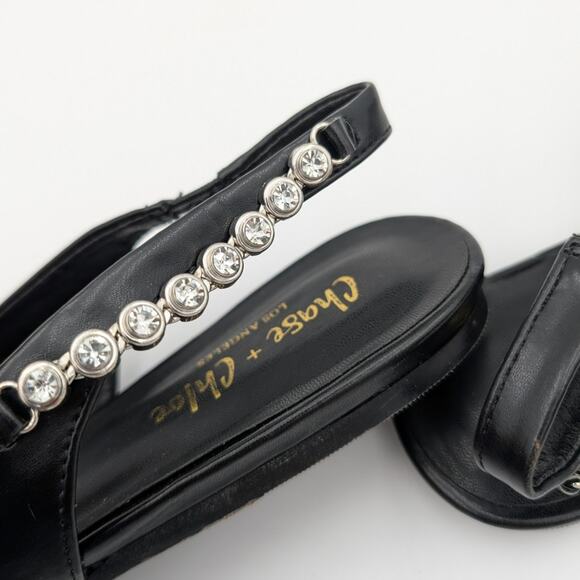 Chase & Chloe Rhinestone Slingback Flat Pointed Toe Women's Black Size US9 - Picture 13 of 13